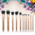 11pc Rose gold metal makeup brush collection